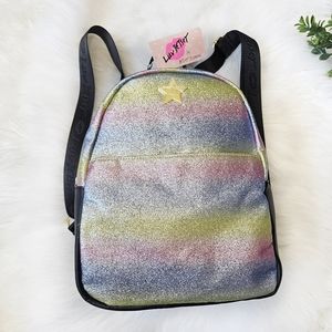 NWT Betsey Johnson Backpack Glitter Ombre Pastel Rainbow Amber LBDana
